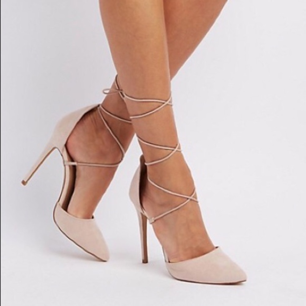 Charlotte Russe Blush Pink Strappy Heels-Size US 6